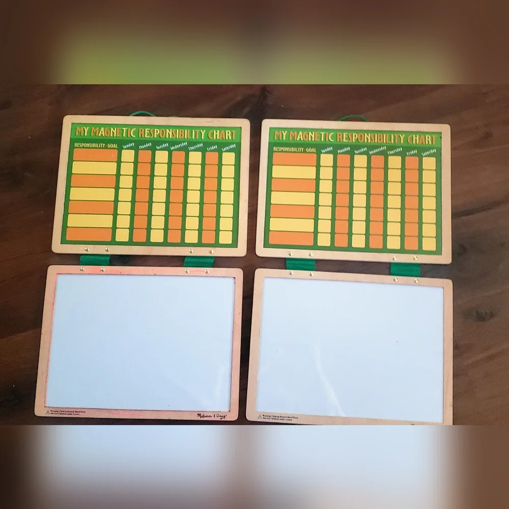 2 Melissa and Doug Wooden Magnetic Responsibility Charts